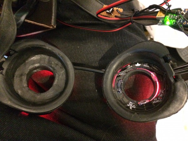 Light leakage: after Sugru (left) and before (right).